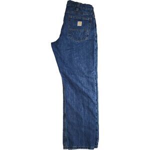 Carhartt Men's Fleece Lined Relaxed Fit Blue Denim Jeans Size 34 x 30